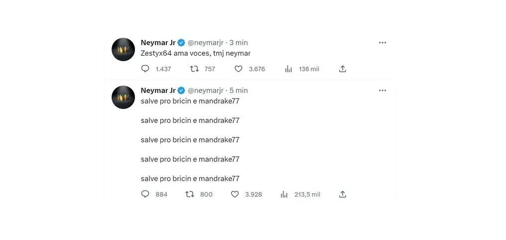 Neymar é hackeado no Twitter, posta aleatoriedades e gera memes