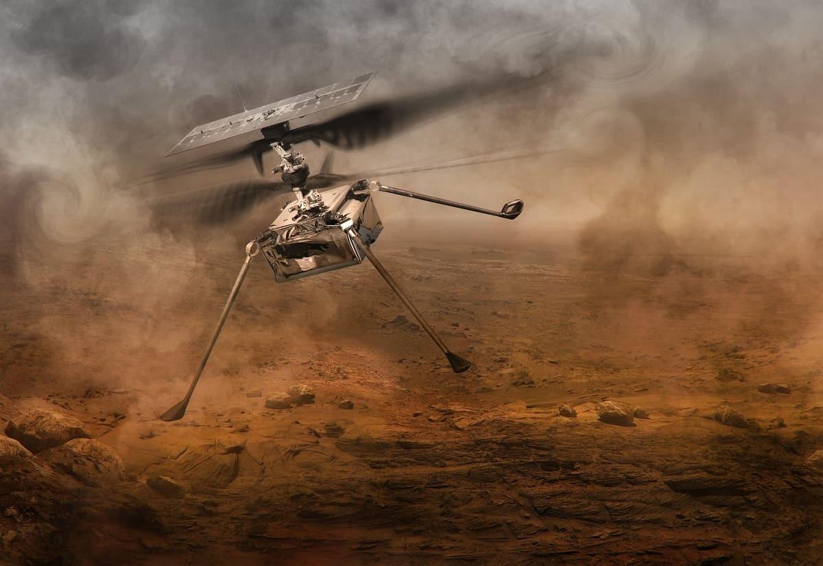 Helicóptero da NASA fotografa companheiro de missão durante 51º voo em Marte